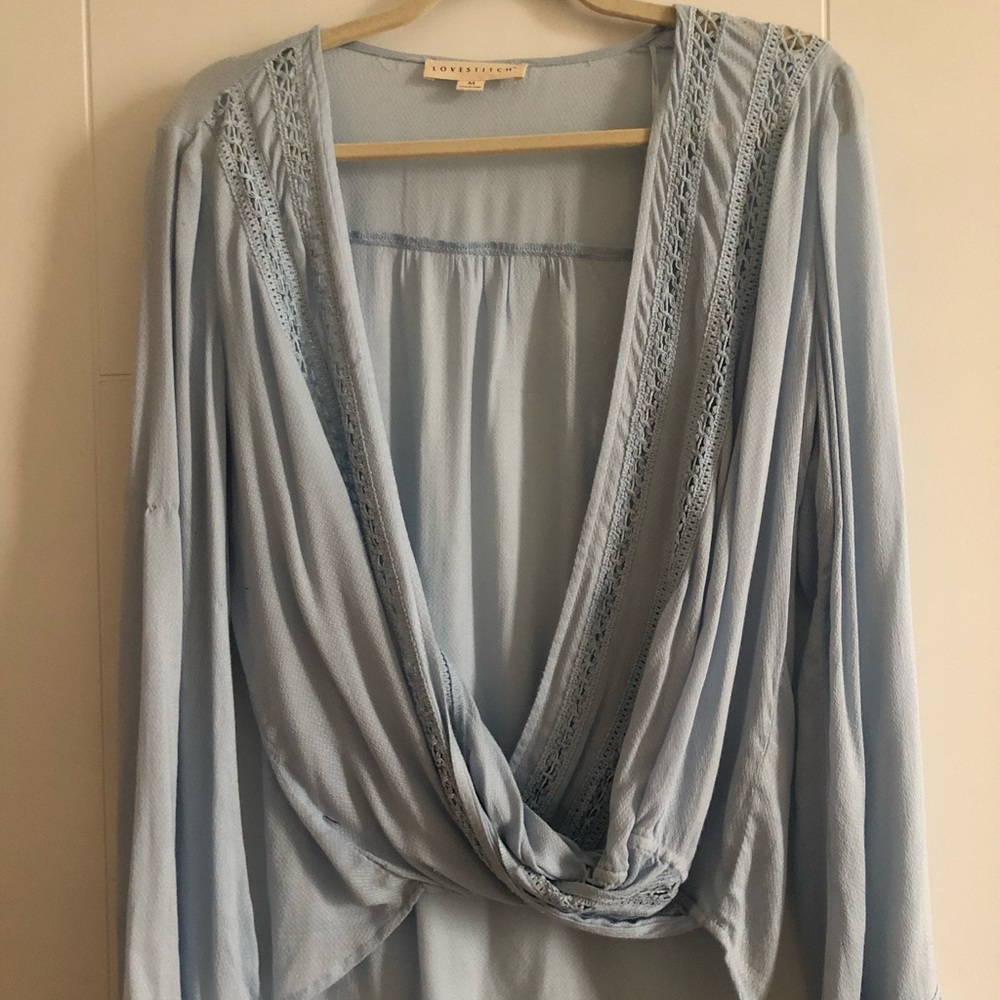 Bell Sleeve Cross Front Blouse - Ruby & Jenna